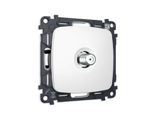 Купить MO133050 Комплект механизма TV розетки SAT 5-2400MHz 3.5dB OMEGA Белый матовый QUANT (OP1330, VM215)
