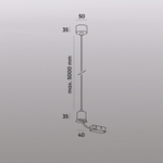 TR2124-BK Подвод питания для подвесного монтажа трека SMART BASE, АС 220-240V, IP20, 5м, черный, алюминий