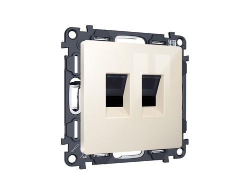 Купить MA312110 Комплект механизма компьютерной двойной розетки RJ-45 с автоматической защитной шторкой ALFA Бежевый глянец QUANT (AP3121, VM189)