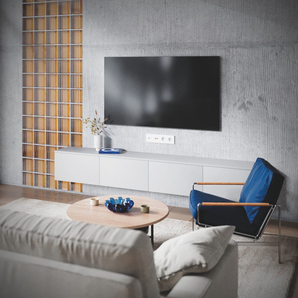 Розетка телевизионная встраиваемая VOLTUM S70 TV+RJ45 кат. 6, (белый глянцевый)