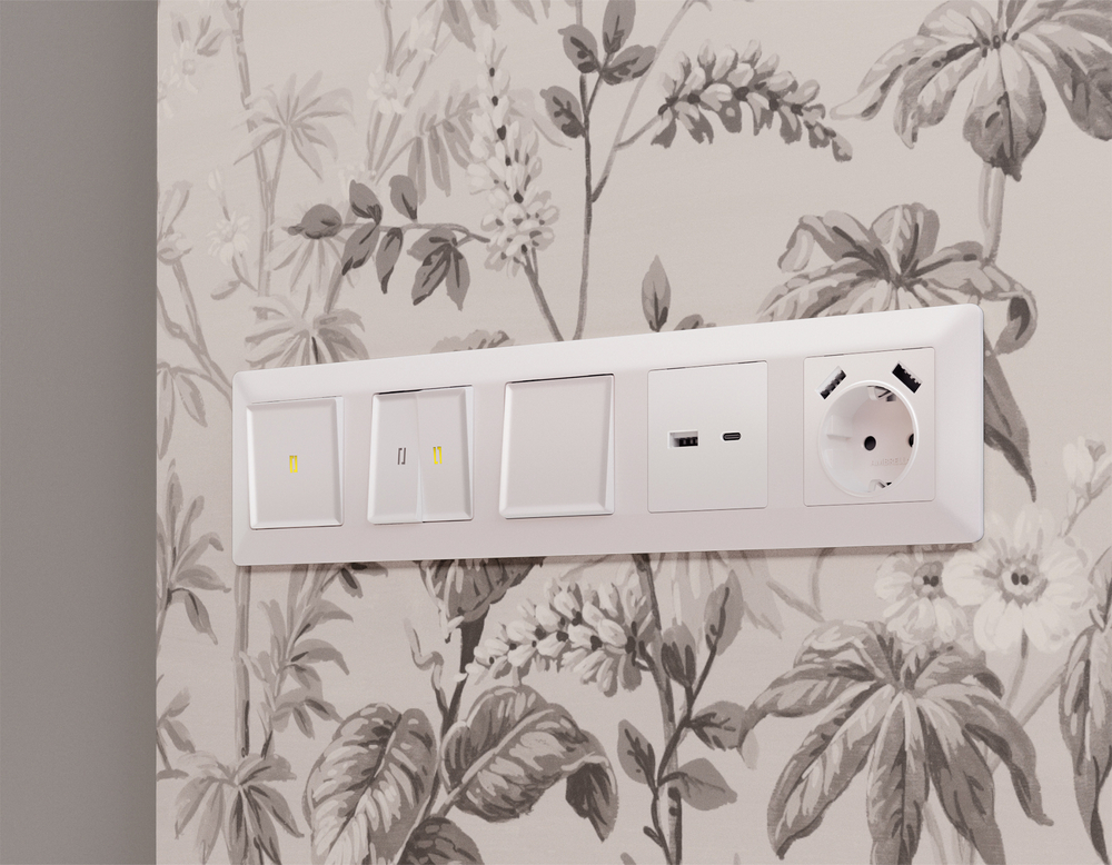 MA209010 Комплект механизма электрической розетки ALFA Жемчуг 2USB A+A 18W (быстрая зарядка) с/з QUANT (AP2090, VM155)
