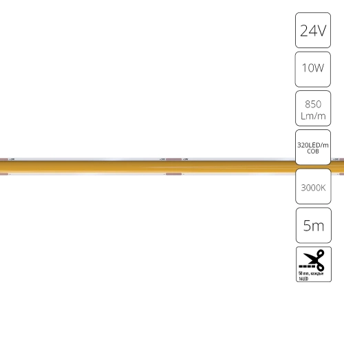 Купить Светодиодная лента 24V 10W/m 3000К 5м IP20 Arte Lamp LANE A2432005-01-3K