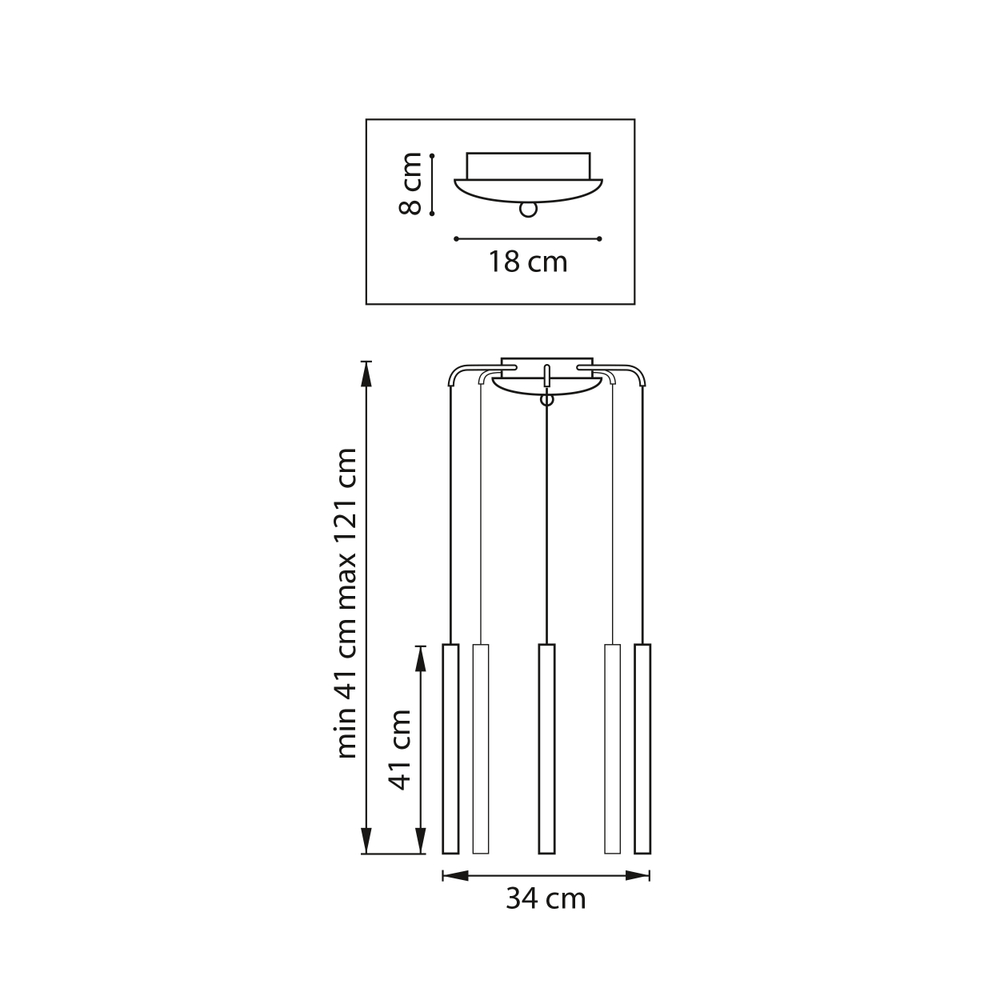 L5T747243 Люстра TUBO LED 25W 1600LM 25G ЗОЛОТО 4000K (574723+747243 (5шт)