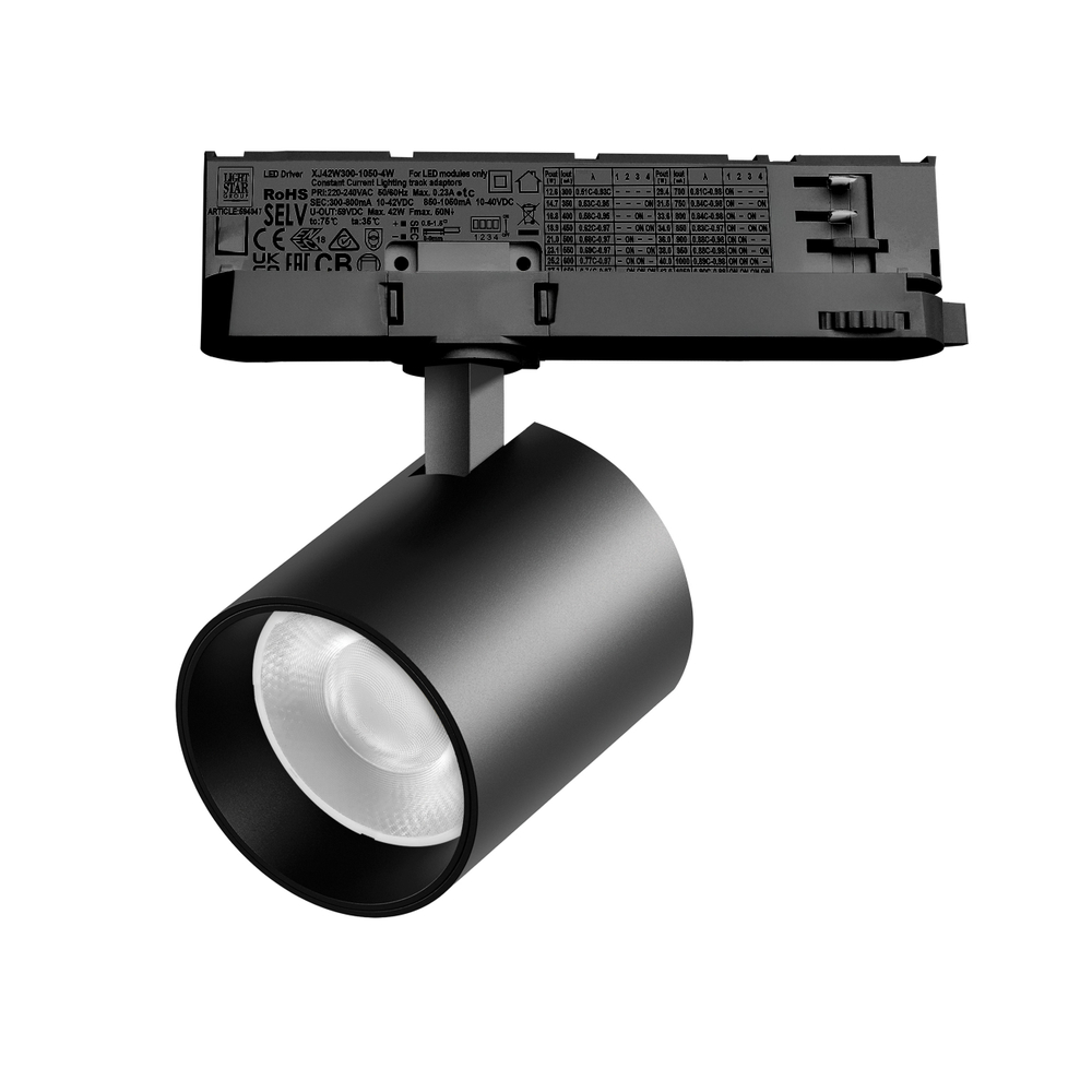 A5437QT36G Светильник ALTA BASE для трековой системы Quattro LED 35W 3176LM 36G ЧЕРНЫЙ 3000K с адаптером (215437 + 594047 + 215403)