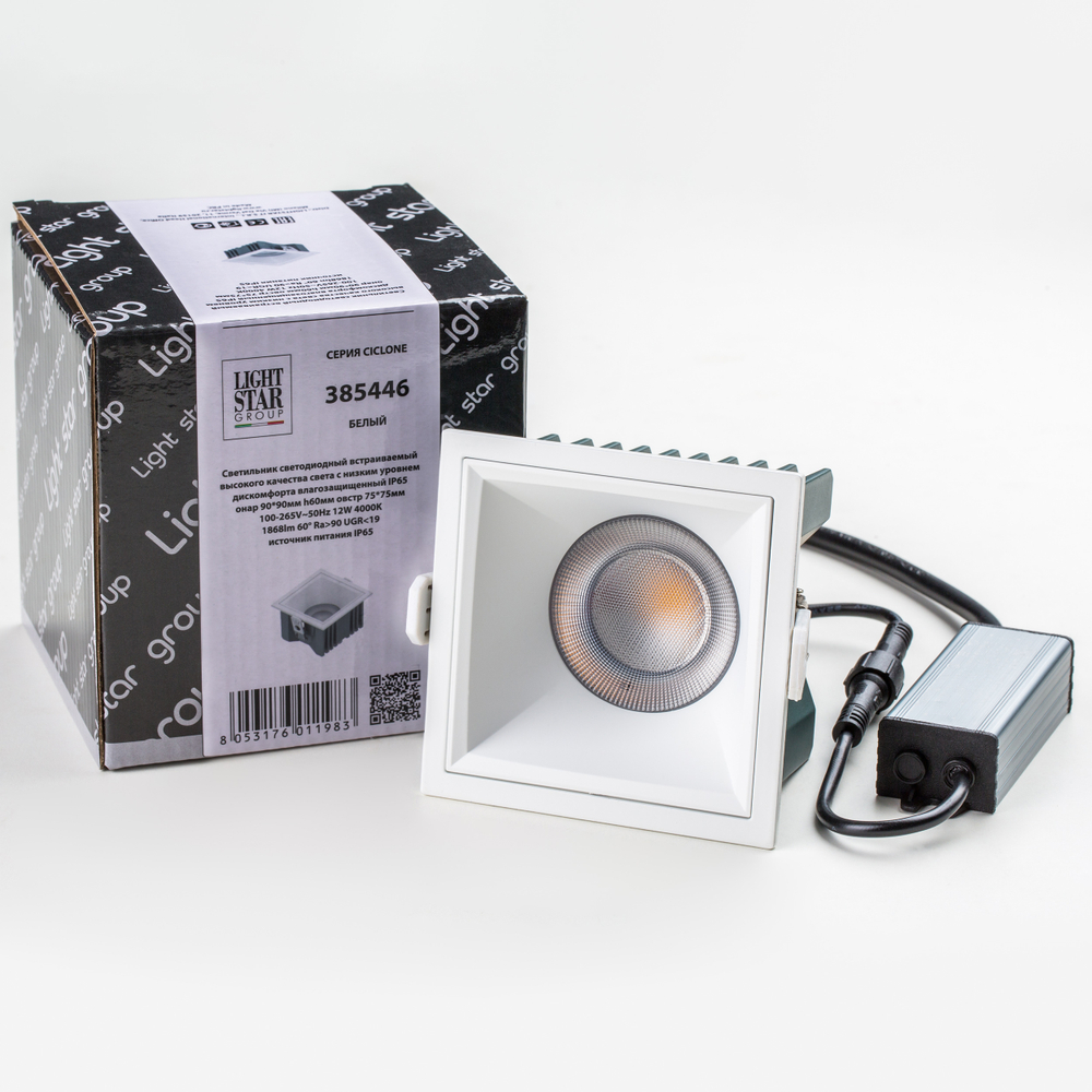 385446 Светильник CICLONE QUAD 12W LED 923LM 60G БЕЛЫЙ 4000K IP65