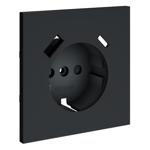 Купить Накладка для розетки с заземлением и защитными шторками, с USB A+C, S70 (графит)