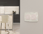 MO204055 Комплект механизма 2-кл выключателя с самовозвратом с подсветкой 5600K OMEGA Жемчуг QUANT (OP2040, VM129, G14W)