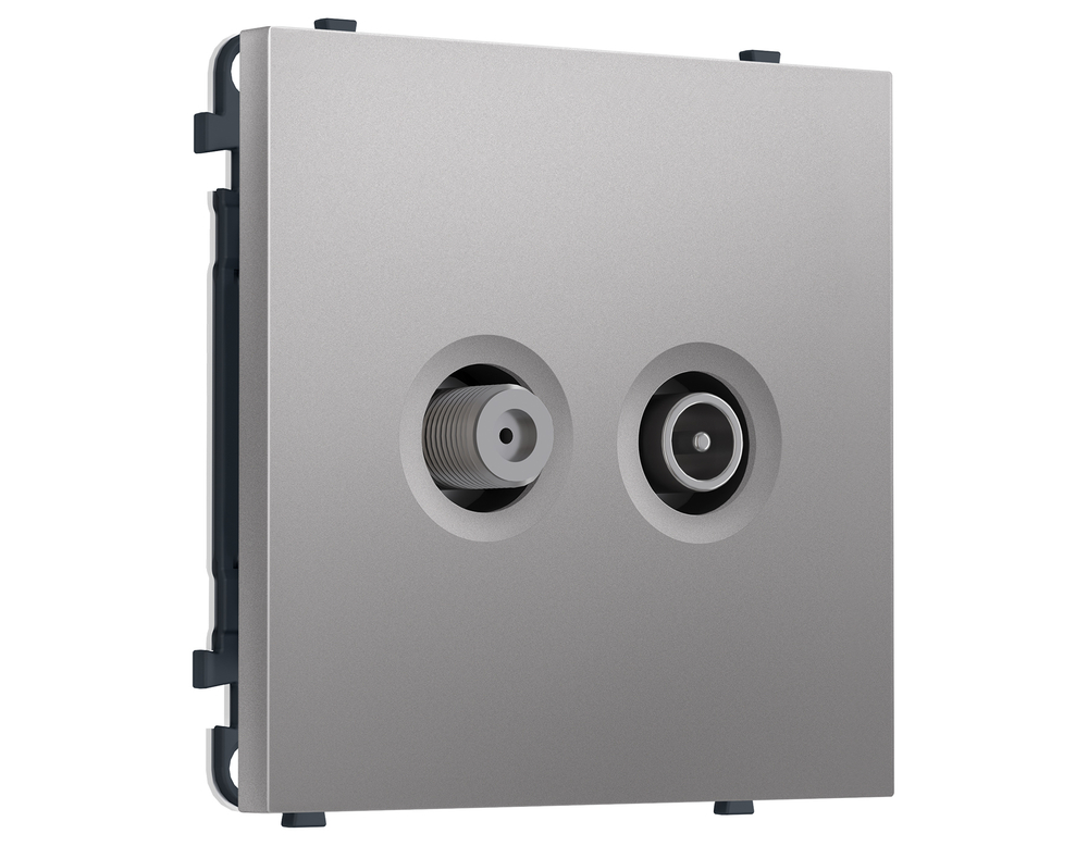 MS513310 Комплект механизма розетки TV оконечной + SAT SIGMA Сталь матовый 5-862MHz 3.5dB/950-2150MHz 3.8dB QUANT PRO (SP5133, PR217)