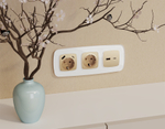 MO611010 Комплект механизма розетки OMEGA Шампань 2USB A+C 20W (быстрая зарядка) QUANT (OP6110, VM177)