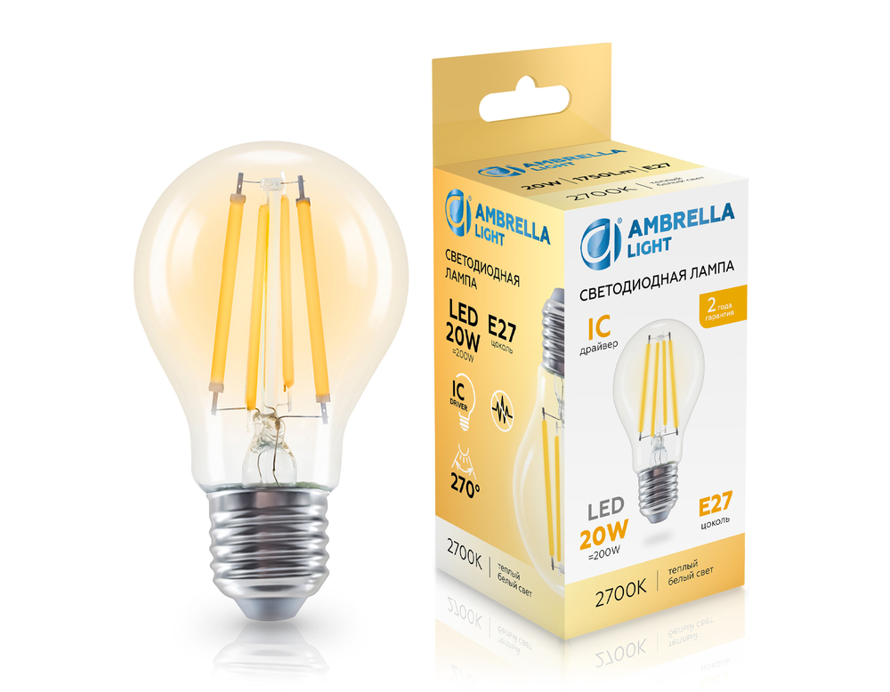 602013 Filament LED A60 20W IC E27 2700K 220-240V
