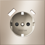 Накладка для розетки с заземлением и защитными шторками, с USB A+C, S70 Metal (платина)