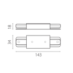 502186-1 Питание центральное короткое BARRA (143mm) для трека 50202X(-T), 50203X(-T) БЕЛЫЙ