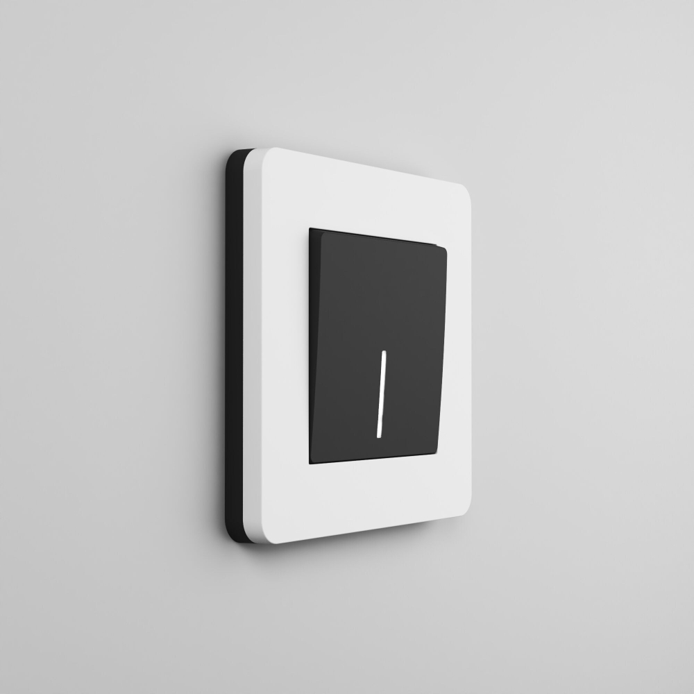 Рамка из поликарбоната на 1 пост Split белый/черный, soft-touch W0013068