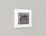 MA509010 Комплект механизма электрической розетки ALFA Сталь матовый 2USB A+A 18W (быстрая зарядка) с/з QUANT (AP5090, VM155)