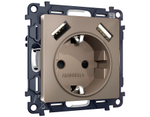 MA639010 Комплект механизма электрической розетки ALFA Темная бронза матовый 2USB A+A 18W (быстрая зарядка) с/з QUANT (AP6390, VM155)