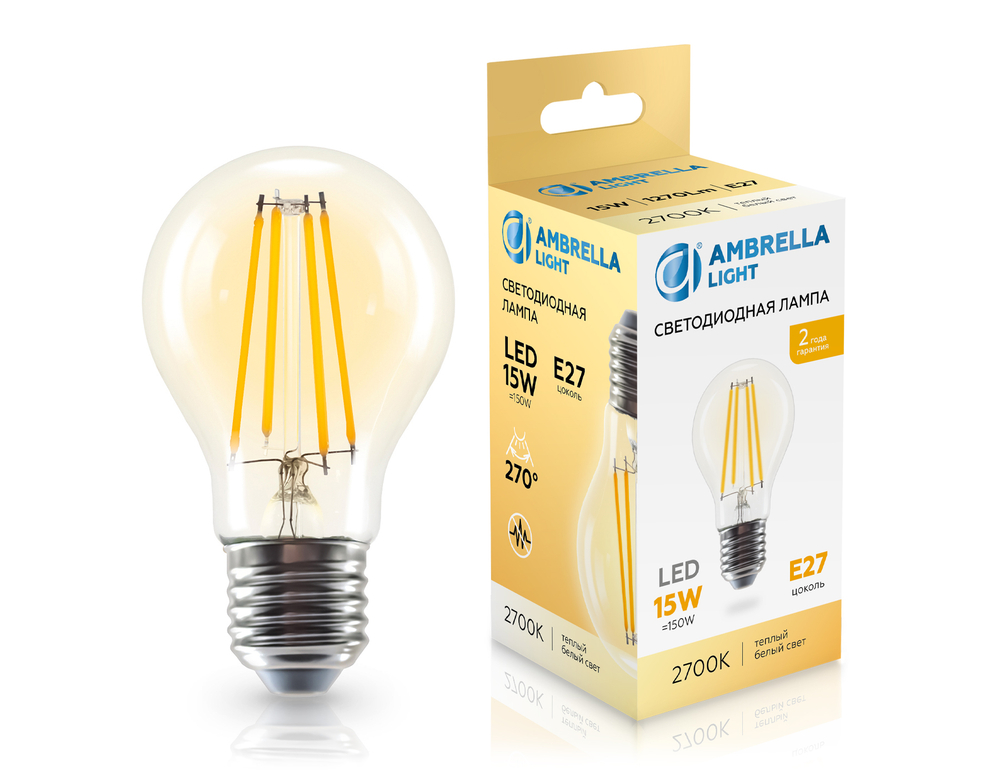 601513 Filament LED A60 15W E27 2700K 220-240V