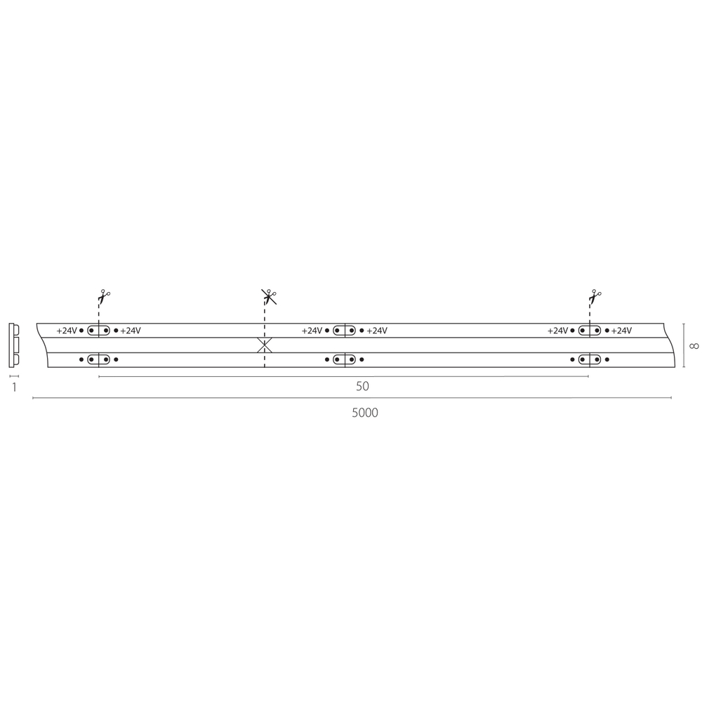 420833 Лента LIGHTSTAR LED 24V 11W COB 320leds/M 1100LM/M 3000K IP20 1 шт = 5м