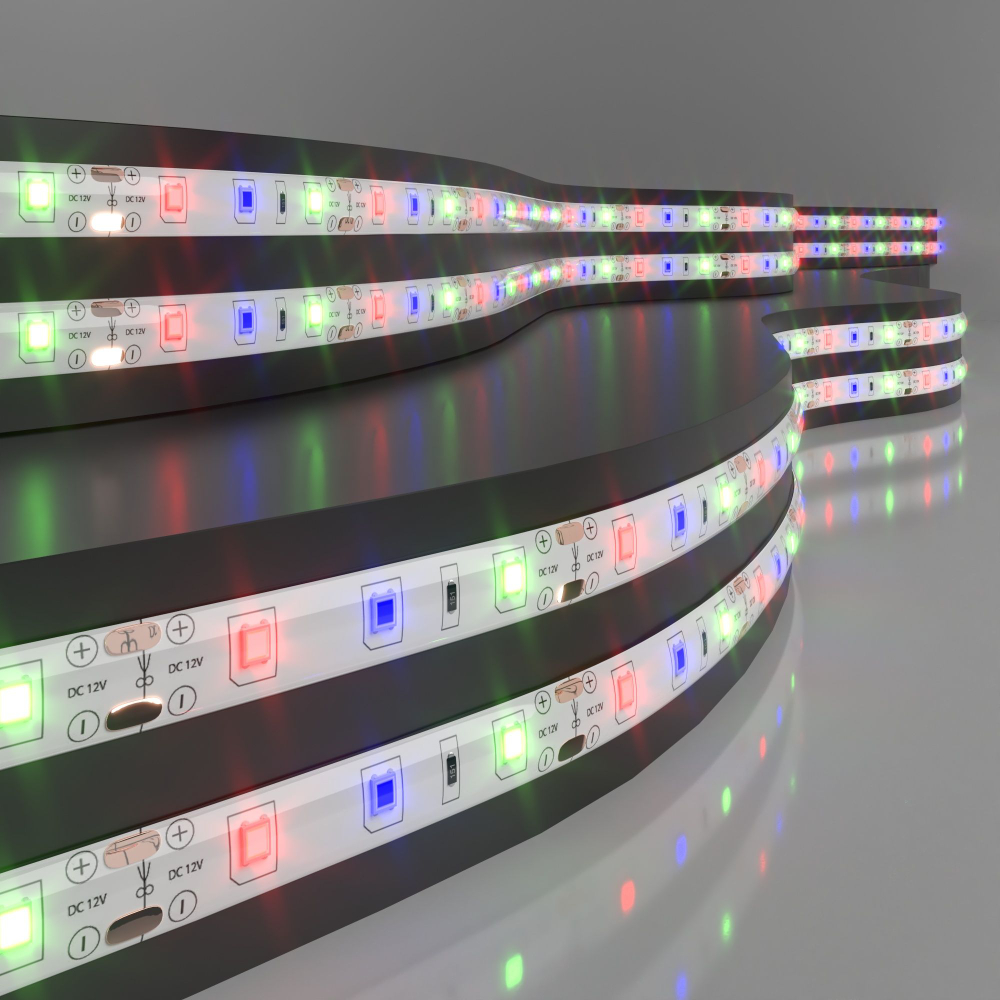 Светодиодная лента 12 В 4,8 Вт/м 60 Led/м 2835 IP65, RGB, 5 м Лента светодиодная 12V 4,8W 60Led 2835 IP65 RGB, 5м