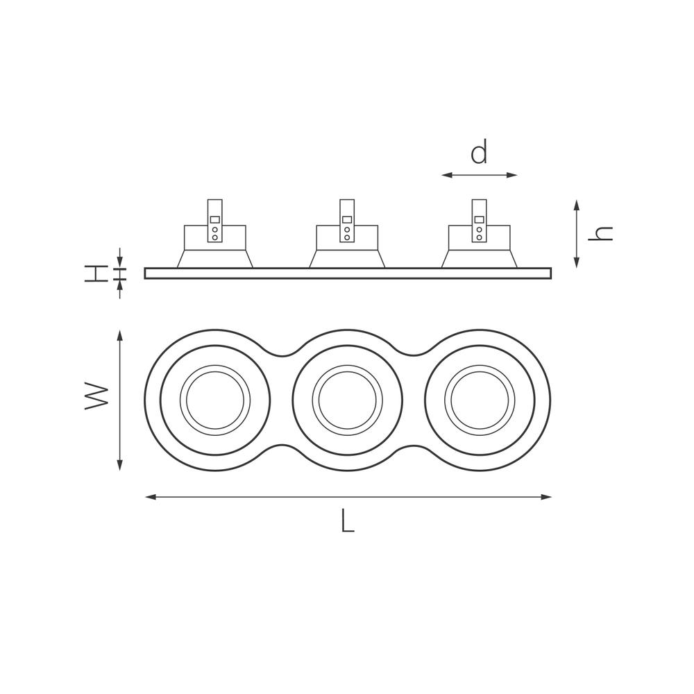 D637060607 Светильник DOMINO ROUND МR16 (214637+214606+214606+214607)