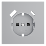 Накладка для розетки с заземлением и защитными шторками, с USB A+C, S70 (серый)