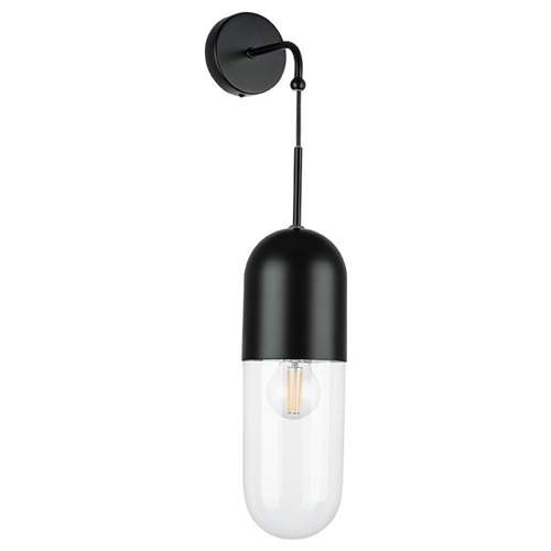 Купить 690517 Бра RAMO 1х40W E27 ЧЕРНЫЙ МАТОВЫЙ/ПРОЗРАЧНЫЙ