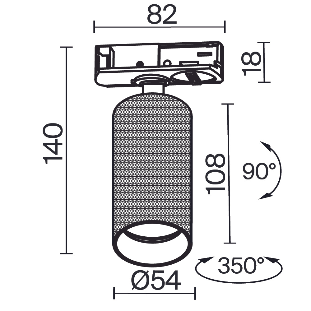 Трековый светильник Technical TR089-1-GU10-BB