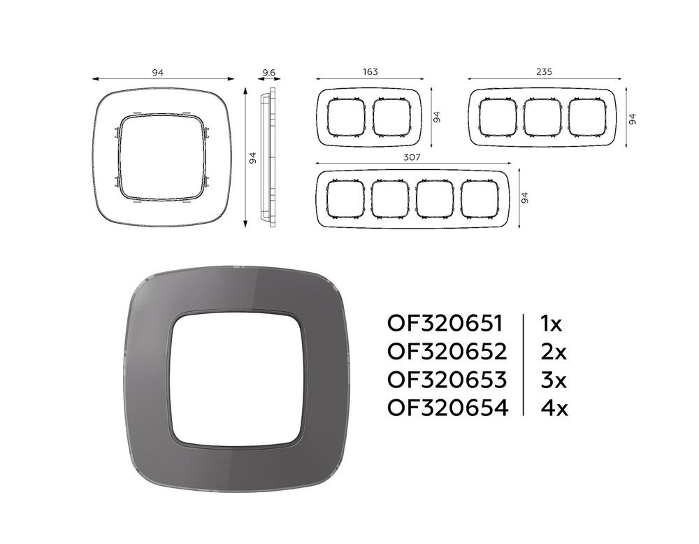 OF320654 Рамка OMEGA Radian (Антрацит серый Стекло органическое) 4-ая