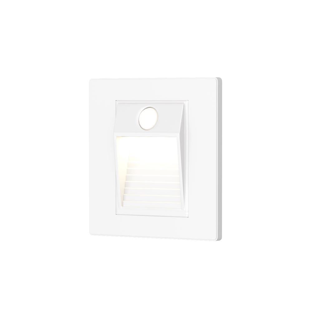 DK1020-WH Светильник встраиваемый в стену c датчиком движения, IP 20, LED 3000, 1 Вт, белый, пластик