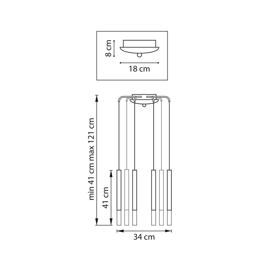 L8T747133 Люстра TUBO LED 40W 2000LM 360G ЗОЛОТО 3000K (574733+747133 (8 шт)