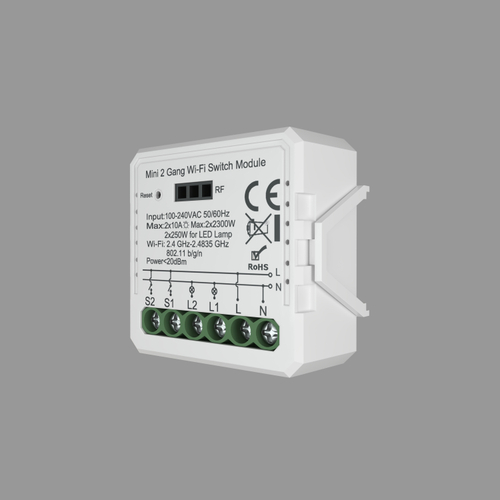 Купить RL1002-SM Двухканальное Wi-Fi реле-выключатель 2 x 2300 Вт / 2 x 250 Вт для LED
