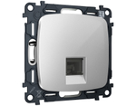 MO412005 Комплект механизма компьютерной розетки RJ-45 экранированной с автоматической защитной шторкой OMEGA Серебро глянец QUANT (OP4120, VM185)