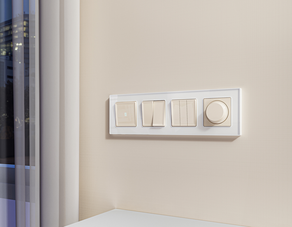 MA325010 Комплект механизма 3-кл выключателя ALFA Бежевый матовый QUANT (AP3250, VM133)