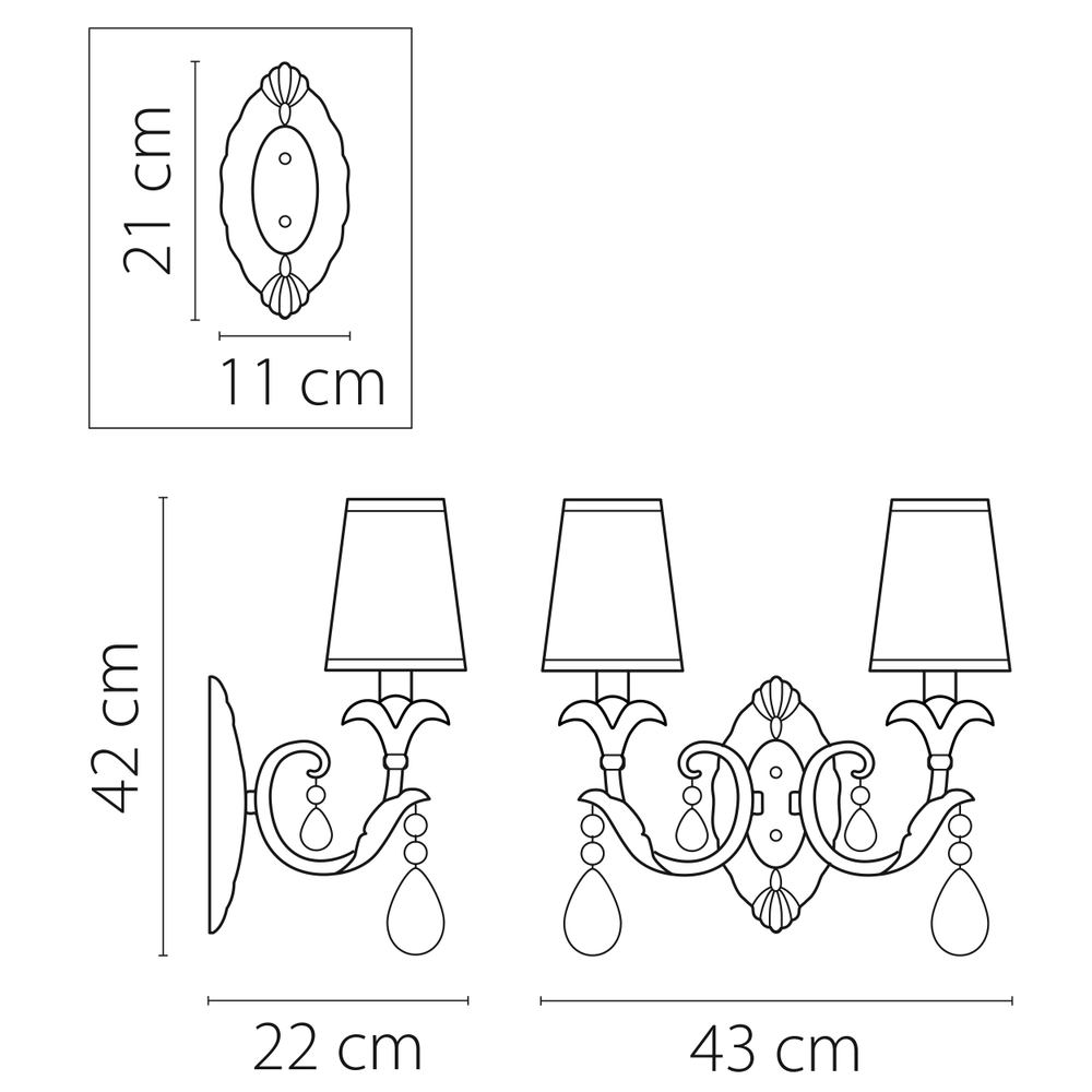 691622 Бра CAPPA 2x40W E14 ЗОЛОТО