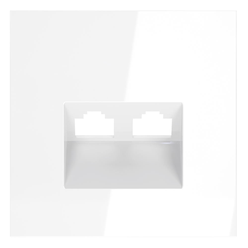 Накладка для розетки компьютерной двойной RJ45+RJ45 кат.6, S70 (белый глянцевый)