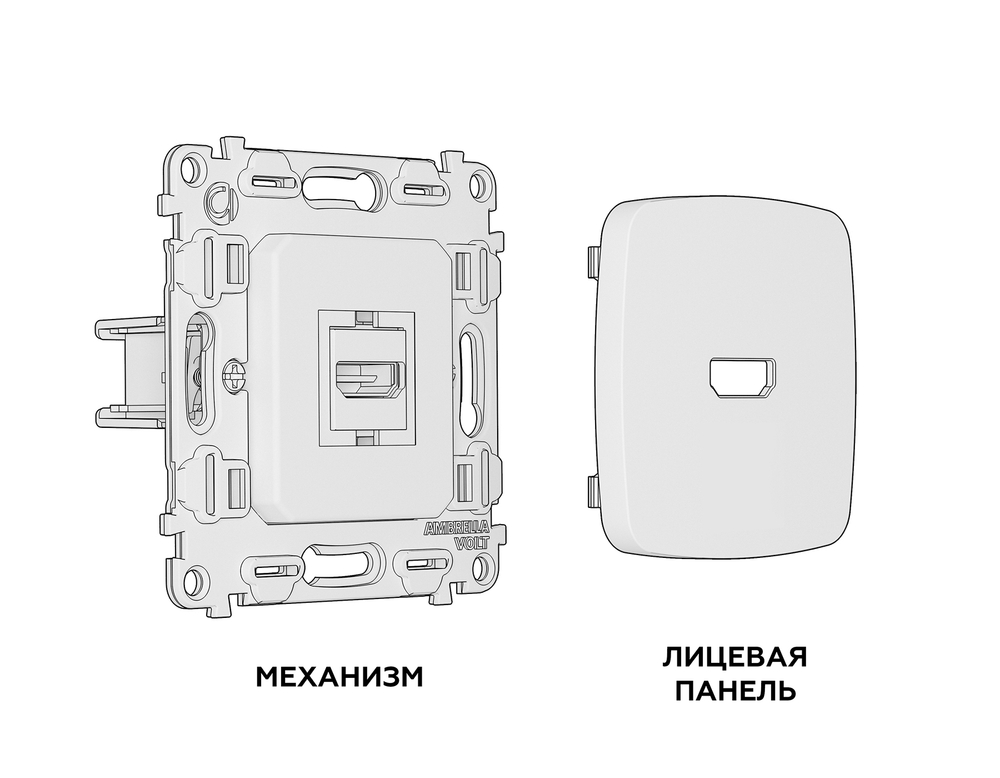 MO134010 Комплект механизма розетки HDMI 2.0 OMEGA Белый матовый 40V/500MO 2.0GHz 5-18Gbit/s QUANT (OP1340, VM222)