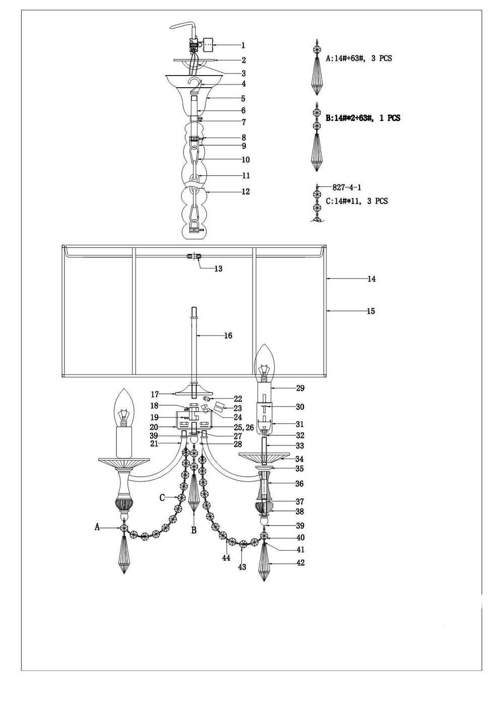 725033 Люстра PARALUME 3x40W E14 ЗОЛОТО