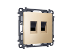 MA612110 Комплект механизма компьютерной двойной розетки RJ-45 (8P8C) CAT6 с автоматической защитной шторкой ALFA Шампань QUANT (AP6121, VM189)