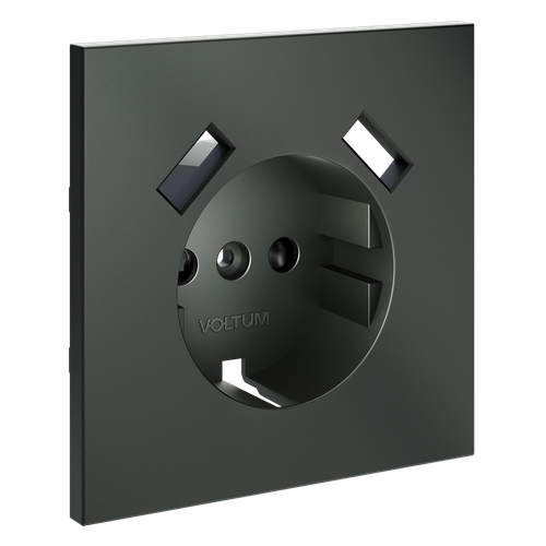 Купить Накладка для розетки с заземлением и защитными шторками, с USB A+A, S70 (титан)