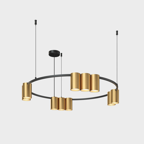 Купить DK4065-BK+SG Подвесной светильник ORBIT , IP20, 10xGU10 LED до 15 Вт, черный + сатинированное золото, алюминий