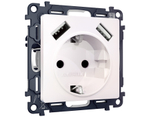 MA209010 Комплект механизма электрической розетки ALFA Жемчуг 2USB A+A 18W (быстрая зарядка) с/з QUANT (AP2090, VM155)