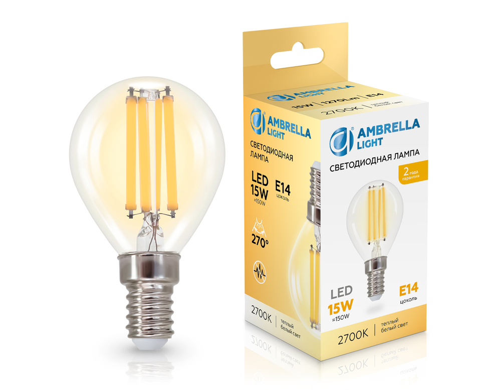 451533 Filament LED P45 15W E14 2700K 220-240V