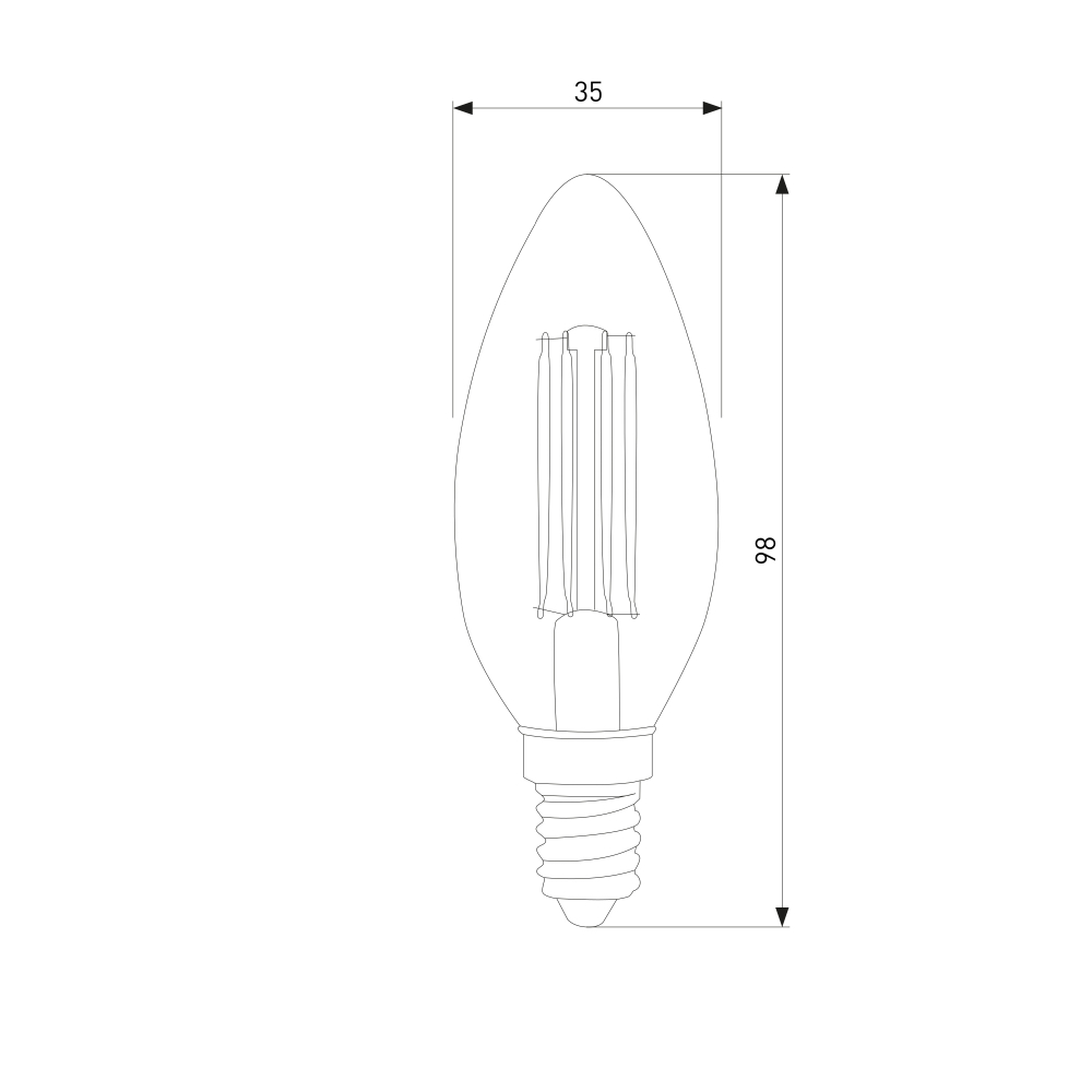 Филаментная светодиодная лампа "Свеча" С35 7W 4200K E14 (C35 прозрачный) BLE1412