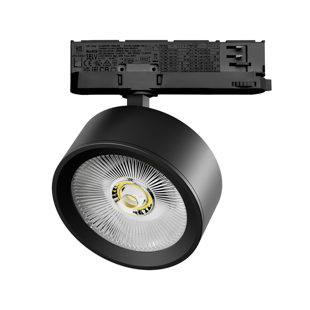 A5637QT Светильник ALTA PRO для трековой системы Quattro LED 30W 3510LM 36G ЧЕРНЫЙ 3000K с адаптером (215637 + 594047)