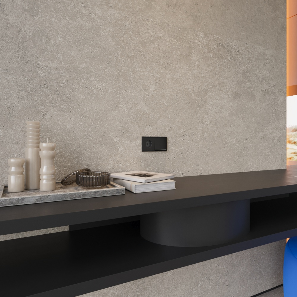 Накладка для розетки с заземлением, S70 Metal (антрацит)