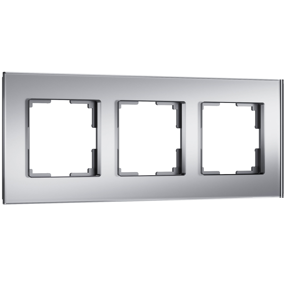 Рамка из стекла на 3 поста Senso серебряный soft-touch W0033106
