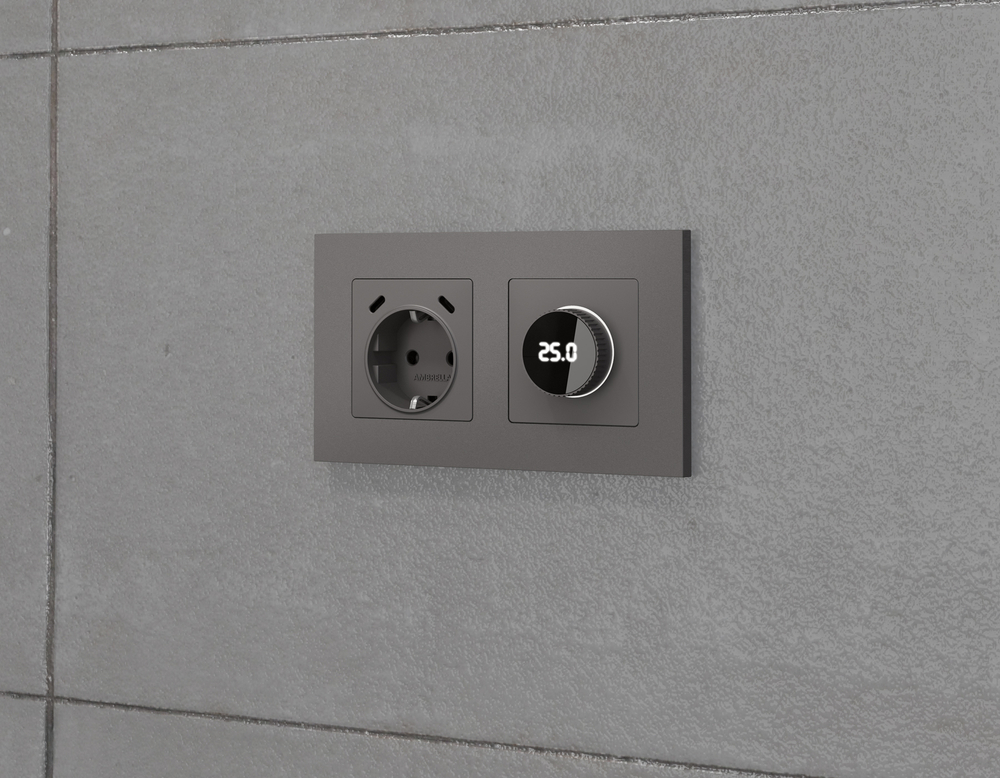 AP6558 Лицевая панель ALFA (Антрацит серый) для терморегулятора теплого пола с цифровым дисплеем QUANT