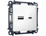 MA111010 Комплект механизма розетки ALFA Белый глянец 2USB A+C 20W (быстрая зарядка) QUANT