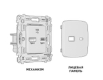 MO641010 Комплект механизма розетки OMEGA Темная бронза матовый 2USB A+C 20W (быстрая зарядка) QUANT (OP6410, VM177)