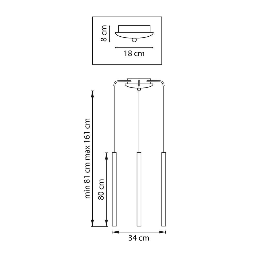L3T747437 Люстра TUBO LED 15W 900LM 25G ЧЕРНЫЙ 3000K (574717+747437 (3шт)