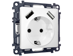 MA109010 Комплект механизма электрической розетки ALFA Белый глянец 2USB A+A 18W (быстрая зарядка) с/з QUANT (AP1090, VM155)